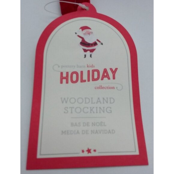 Pottery Barn Kids Becca Woodland Bear Stocking Holiday Christmas Quilted Xmas - Picture 5 of 9